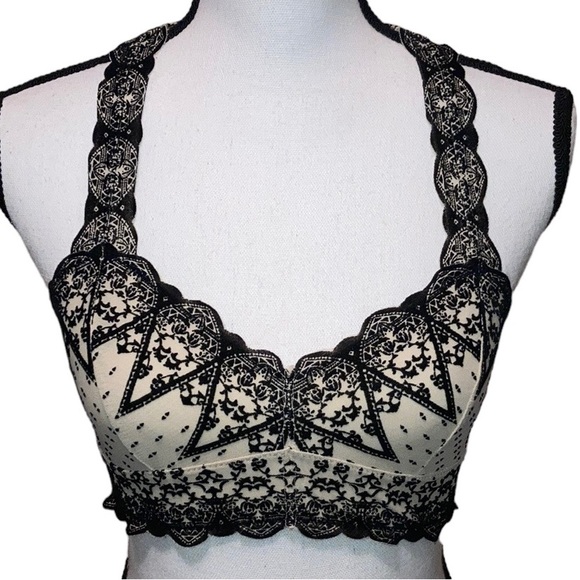 Intimately Free People Flocked Velvet Lace Bralette - Picture 1 of 5